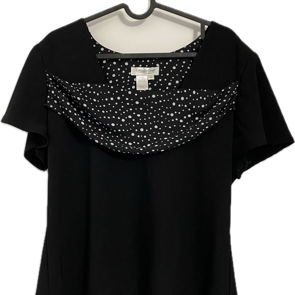 Coldwater Creek Black Embellished Short Sleeve Blouse